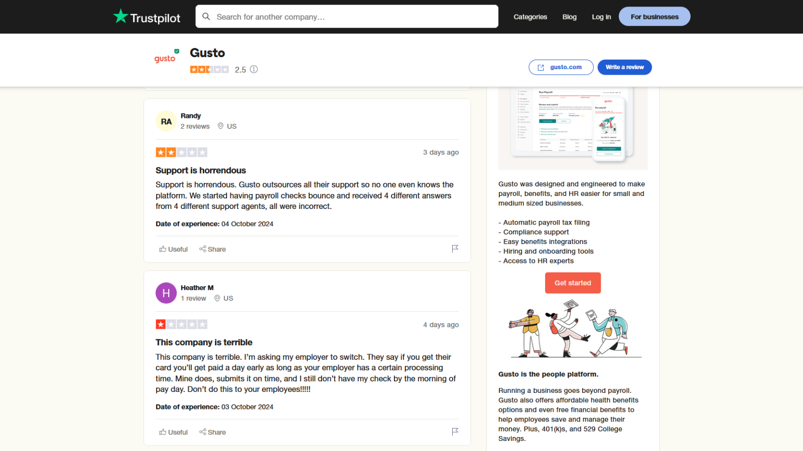 Gusto Reviews on TrustPilot
